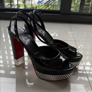 Christian Louboutin Black and Silver Platform Heels
